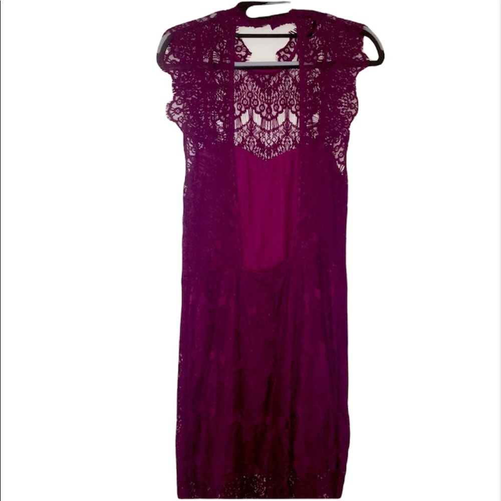 NWT Free People: Sm Purple Lacey Open Back Dress - Picture 2 of 5